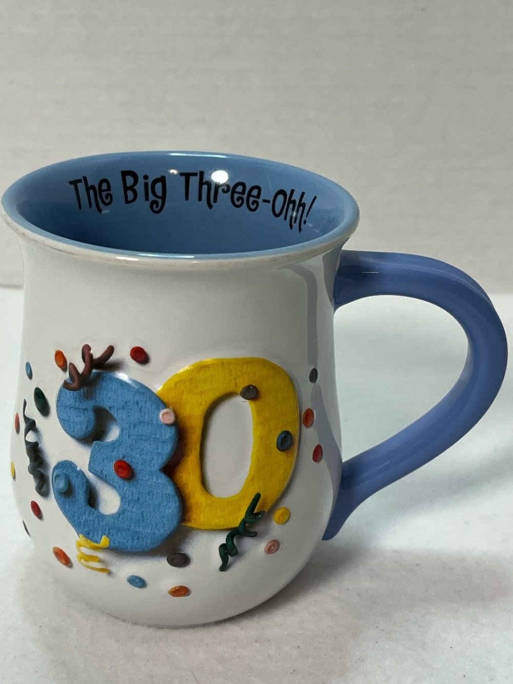 Source Unknown 30th Birthday Ceramic Mug in Blue and Yellow